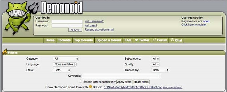 Demonoid - Alternativas de torrentes de Kickass