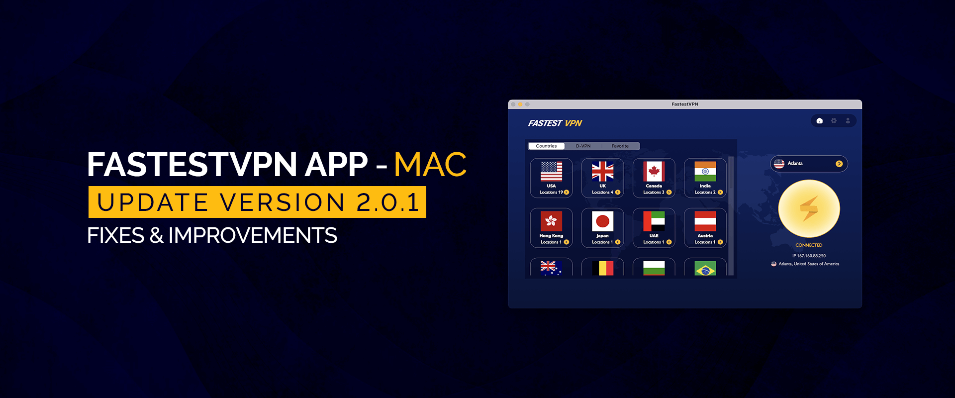 FastestVPN Mac-App Aktualisierte Version 2.0.1