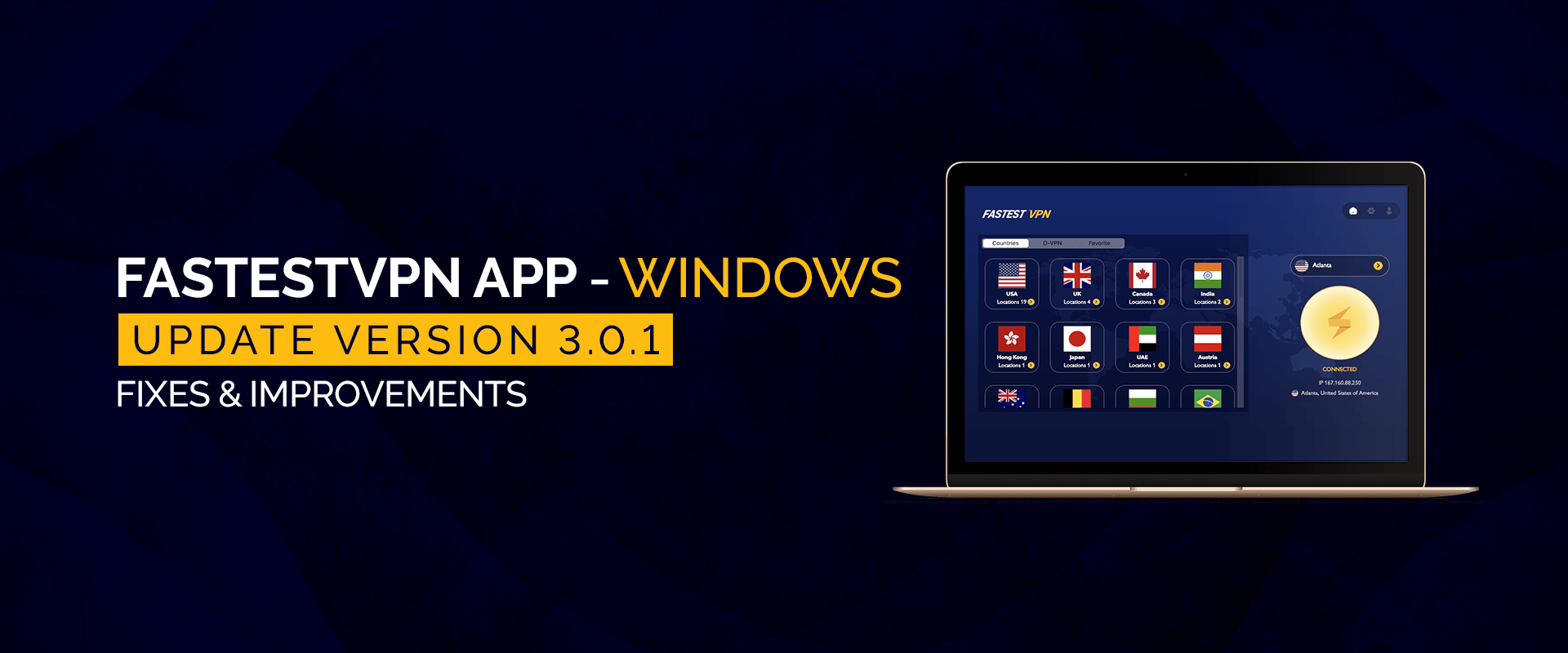 FastestVPN App per Windows Versione aggiornata 3.0.1