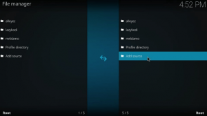 Kodi Adicionar menu de origem 1