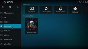 Pantalla de inicio de Kodi 1