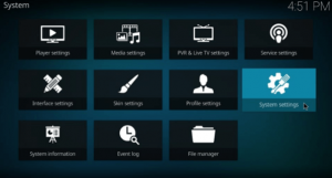 إعدادات نظام Kodi