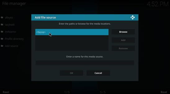 Kodi Datei Quell addéieren