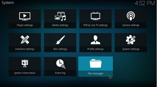 Gestore di file Kodi