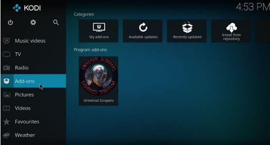 Kodi zréck op den Home Screen