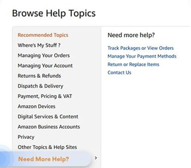 OPTION D'AIDE À LA NAVIGATION AMAZON