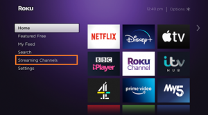 Go to streaming channels on Roku screen