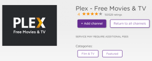 Plex - TV e Filmes gratuitos, Loja de canais Roku