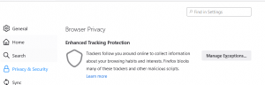 Proteção de rastreamento aprimorada do Firefox