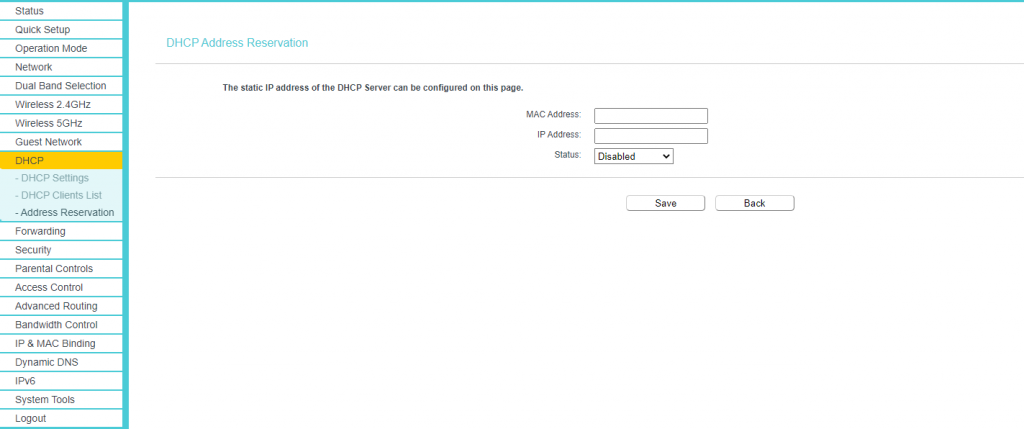 Static IP Address for Devices