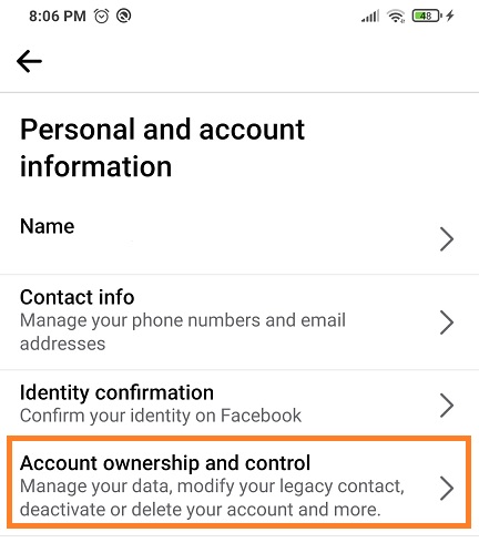 Account ownership and control