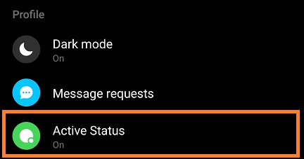 انقر فوق Active status messenger