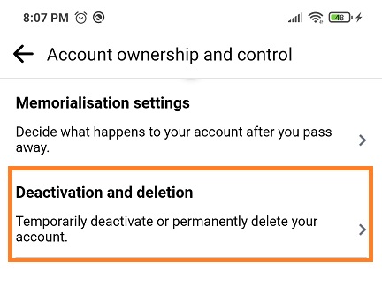 deactivation and deletion