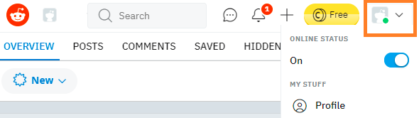 Reddit profile tab