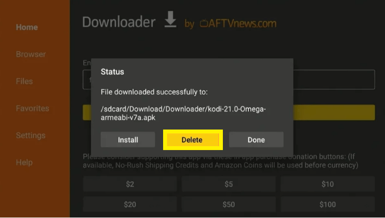 Delete Kodi Extension on FireTV