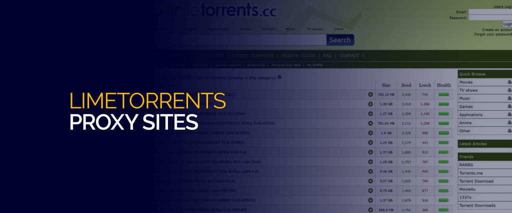 Limetorrents Proxy Sites