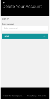 Uber account delete verification