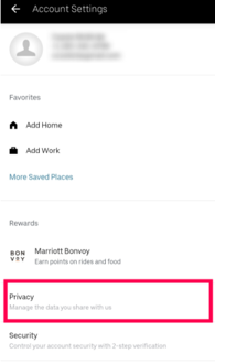 Uber settings privacy
