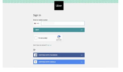 sign in uber account to del