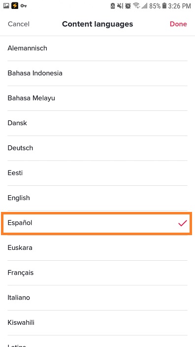 Ubah bahasa di TikTok