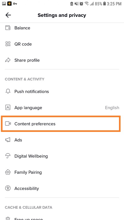 Settings and privacy on TikTok
