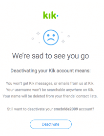 Deactivate Kik account