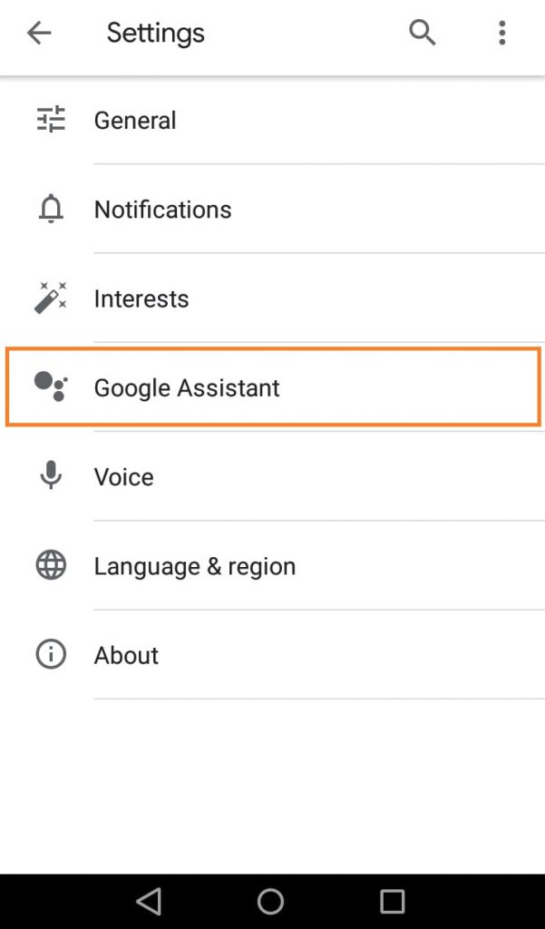 click on google assistant