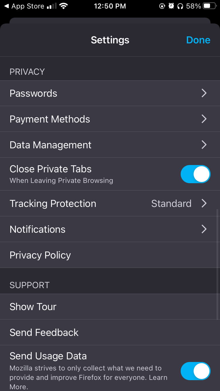 Select Settings and then Data Management