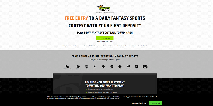 Halaman Beranda DraftKings