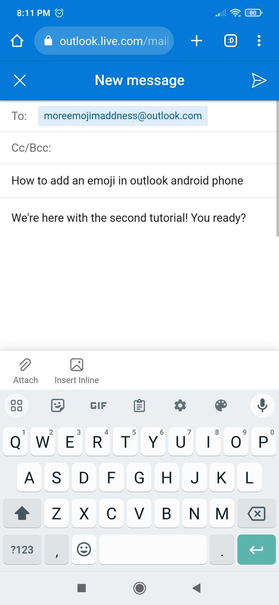 Crie seu e-mail no Android Outlook