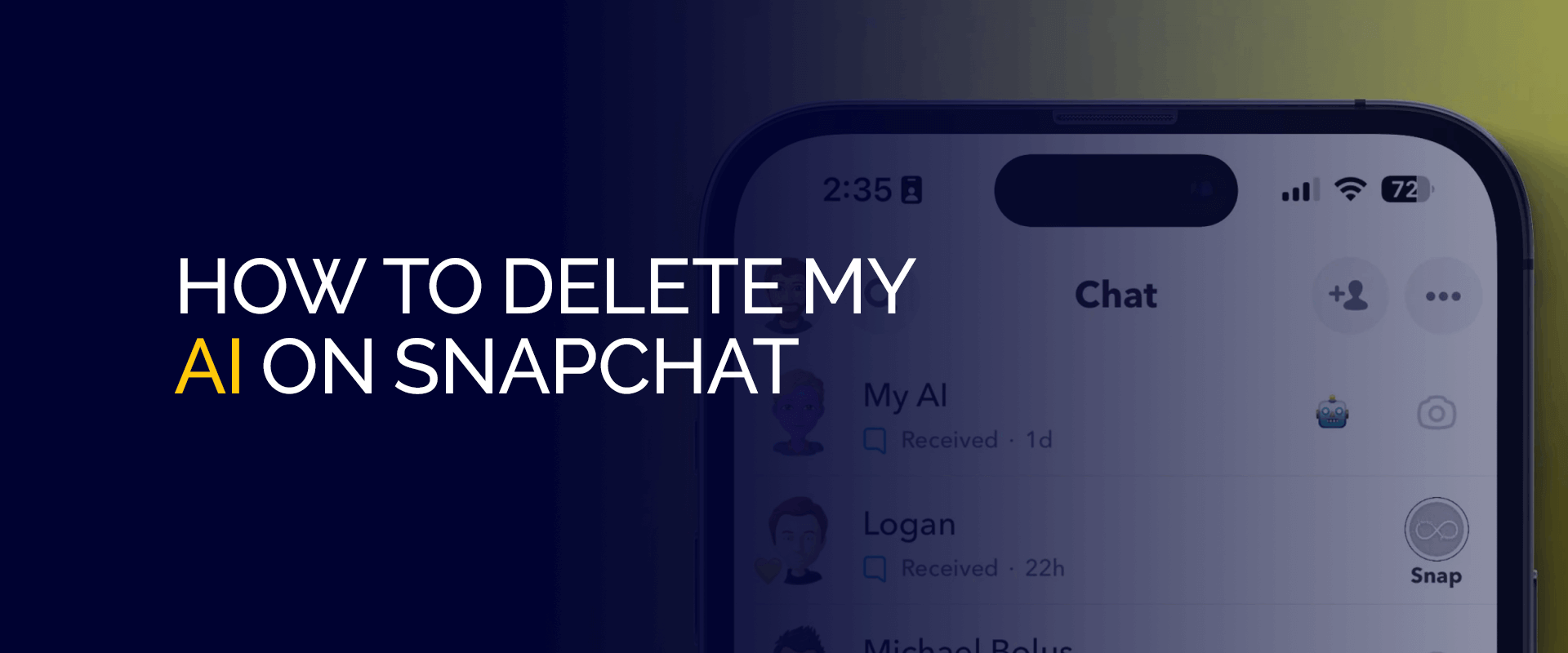 Как удалить мой AI в Snapchat