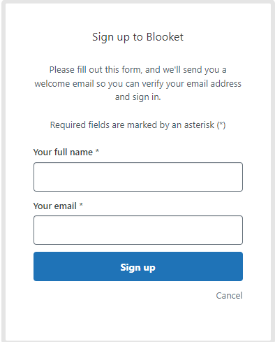 Bloket Registrera dig