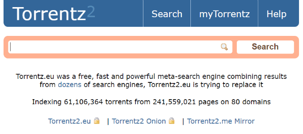 Torentz2 Homepage Screenshot