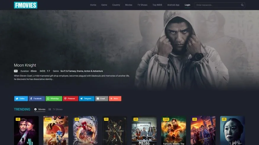 Fmovies main homepage