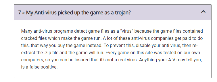 Antivirus-related FAQ on SteamRip