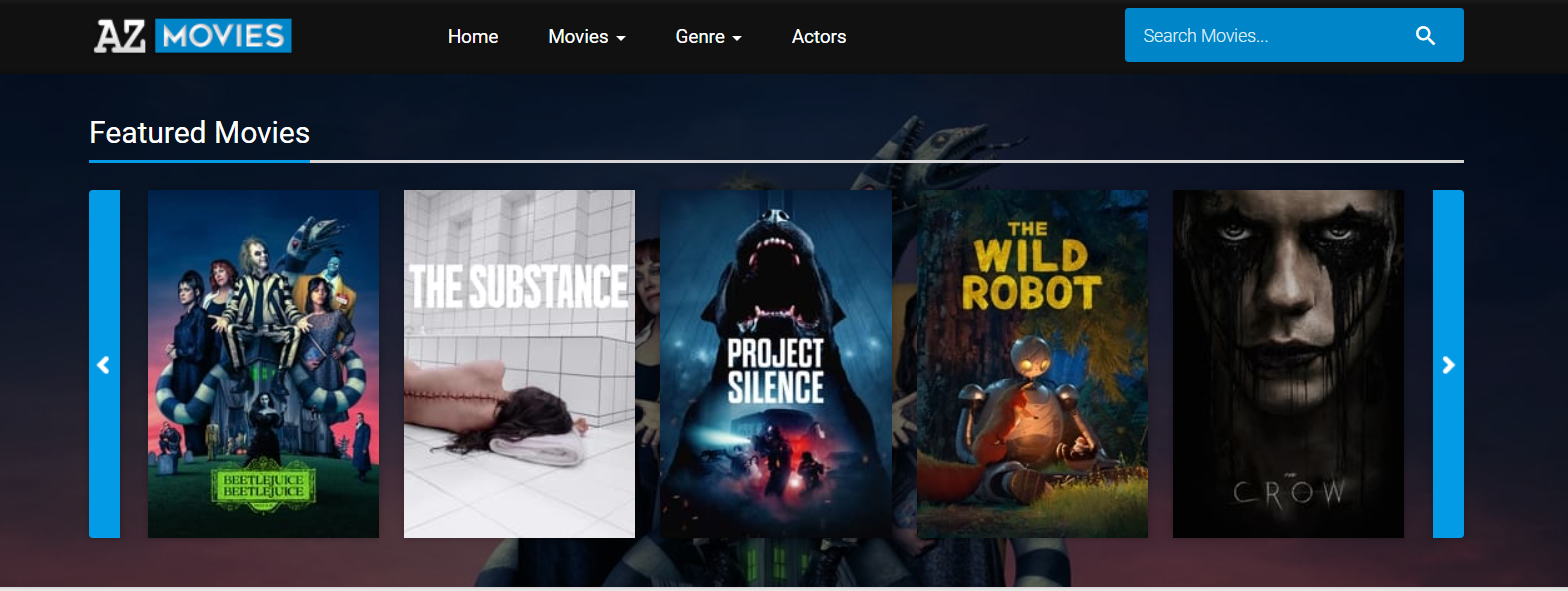 AZMovies site homepage