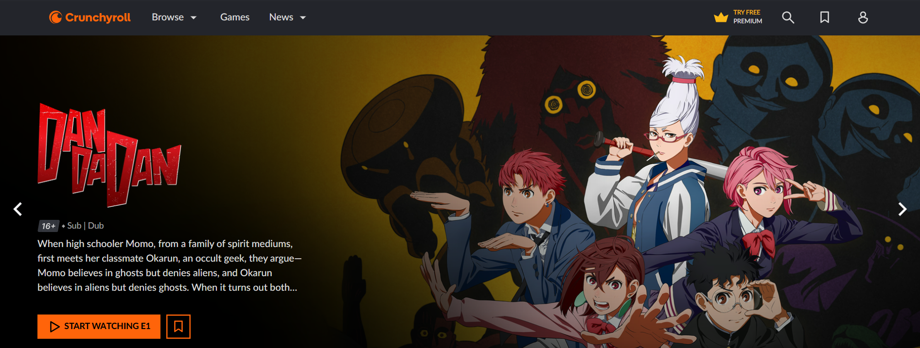 CrunchyRoll site homepage