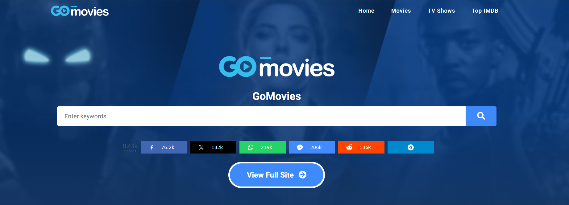 GoMovies site homepage