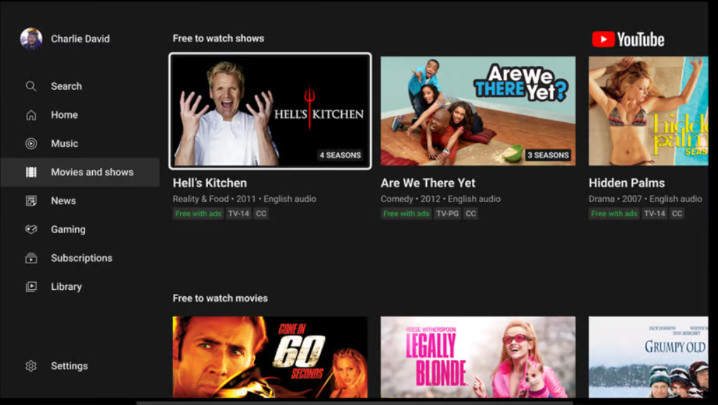 Youtube site homepage