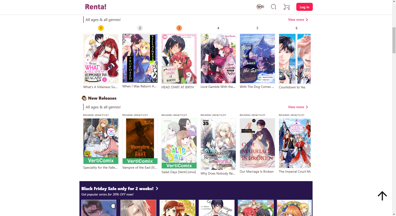 Renta! Homepage Screenshot