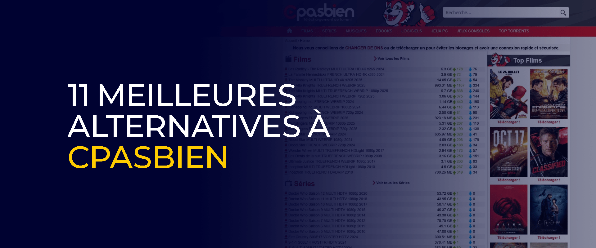 Cpasbien a été arrêté 11 meilleures alternatives à Cpasbien 