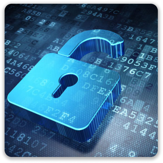 This is an image of an open padlock with passcodes in the background. It depicts password protection security with the Fast Protect software.