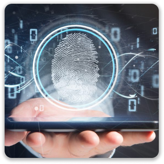 Image of a thumbprint over a phone. It shows that only you should have access to your personal data. If leaked, you can use Fast Protect to remove that data and get verifications.