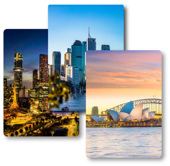 3 images showing beautiful landmarks in Australia.