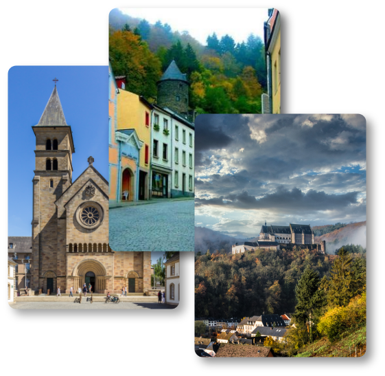 3 images showing beautiful landmarks in Luxembourg.