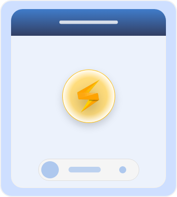 VPN Activation Screen with Lightning Bolt Icon Mobile interface screen showing a lightning bolt icon, symbolizing speed or power, with a toggle switch at the bottom, indicating activation or settings control.