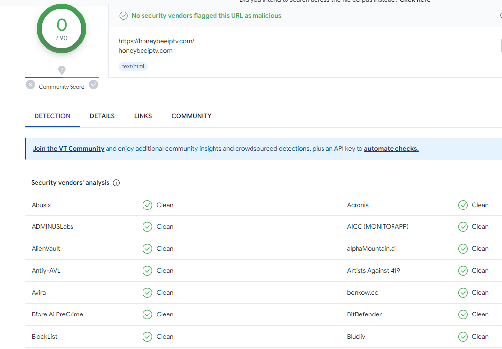 Honey Bee IPTV virus check