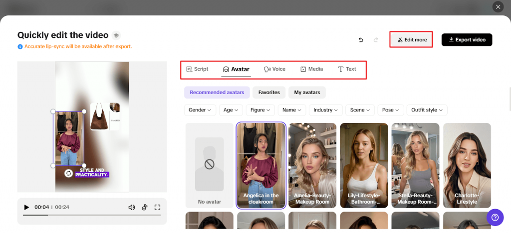 Quick Editing on Pippit Video Generator