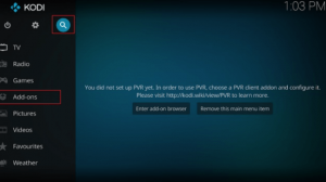 Kodi addon tab