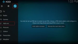 Kodi addon tab